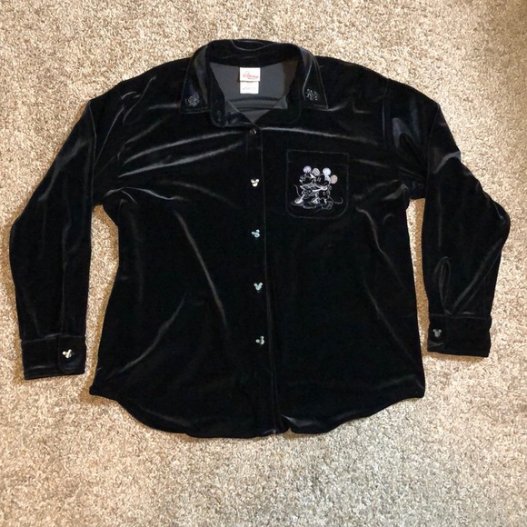 Disney Tops - Black and silver Mickey Mouse velvet jacket size s